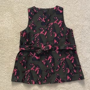 Banana republic pink and green brocade tank top